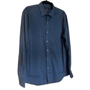 Collared Navy Checkered Dress Shirt // Van Heusen Flex Slim Fit Men's Size XL